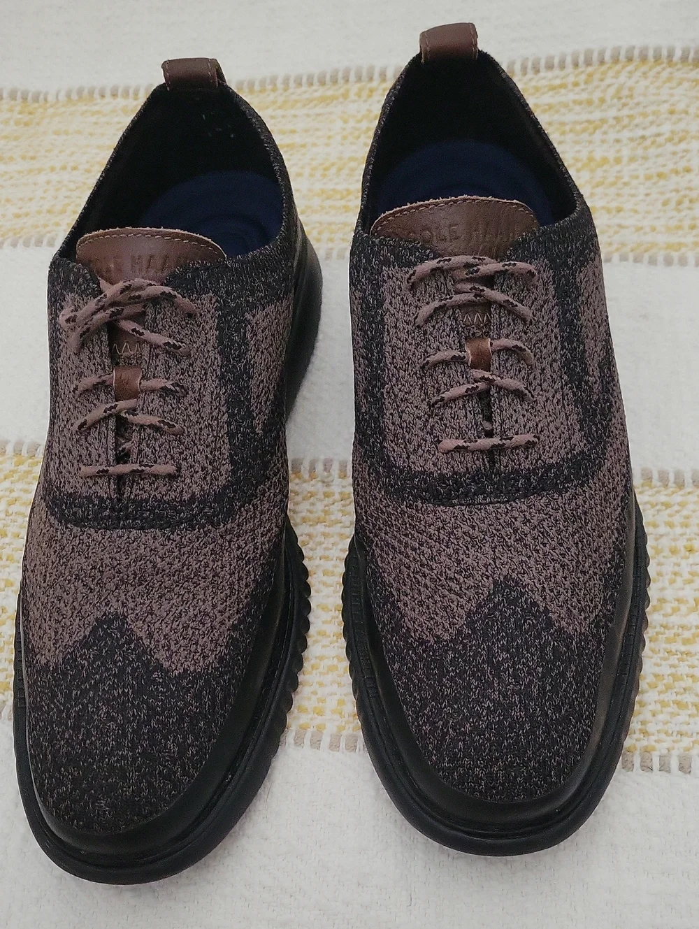 Cole Haan 2.Zerogrand Two-Tone Brown and Black Knit Derby Shoes